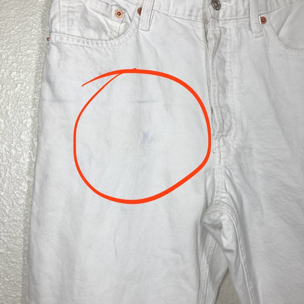 Mango Havana Straight Cropped High Waist Jeans Size 8 White Cotton Button Fly - Picture 3 of 16